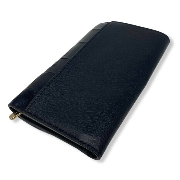 Coach Women's Medium Envelope Crocodile & Refined Pebble Leather Wallet - Black - Picture 3 of 6